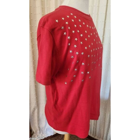 SL Brunswick Square silver starry vibrant red t-shirt - Picture 2 of 7
